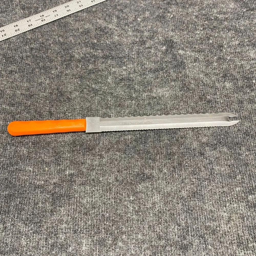 Picam Amazing Knife Vintage Stainless Steel Japan Serrated Utility Orange Handle
